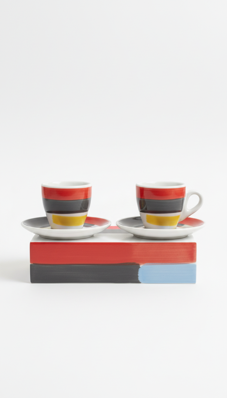 Ceramic espresso cup set with matte finish