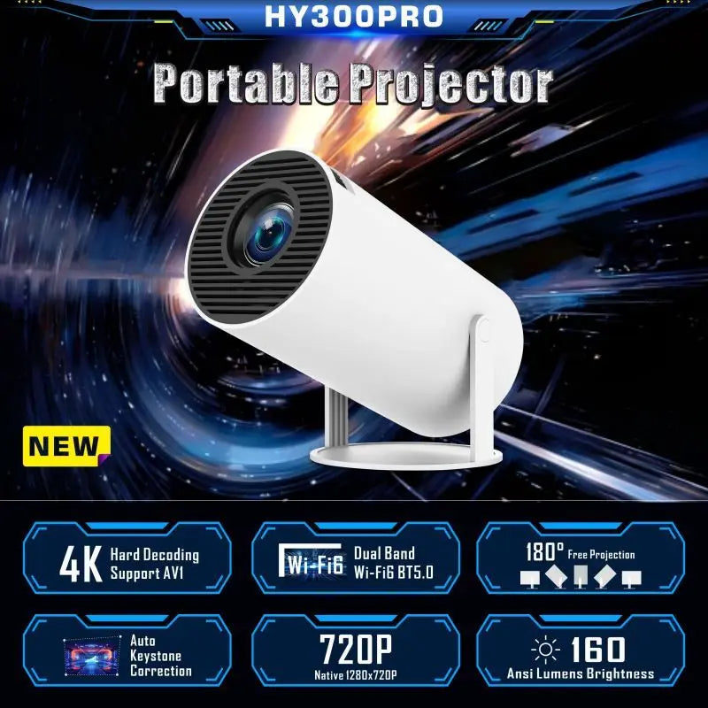 HY300 pro mini Smart Projector 4K Android 11 Dual Wifi6 200 ANSI Allwinner H713 BT5.0 1080P 1980*1080P Home Cinema Outdoor