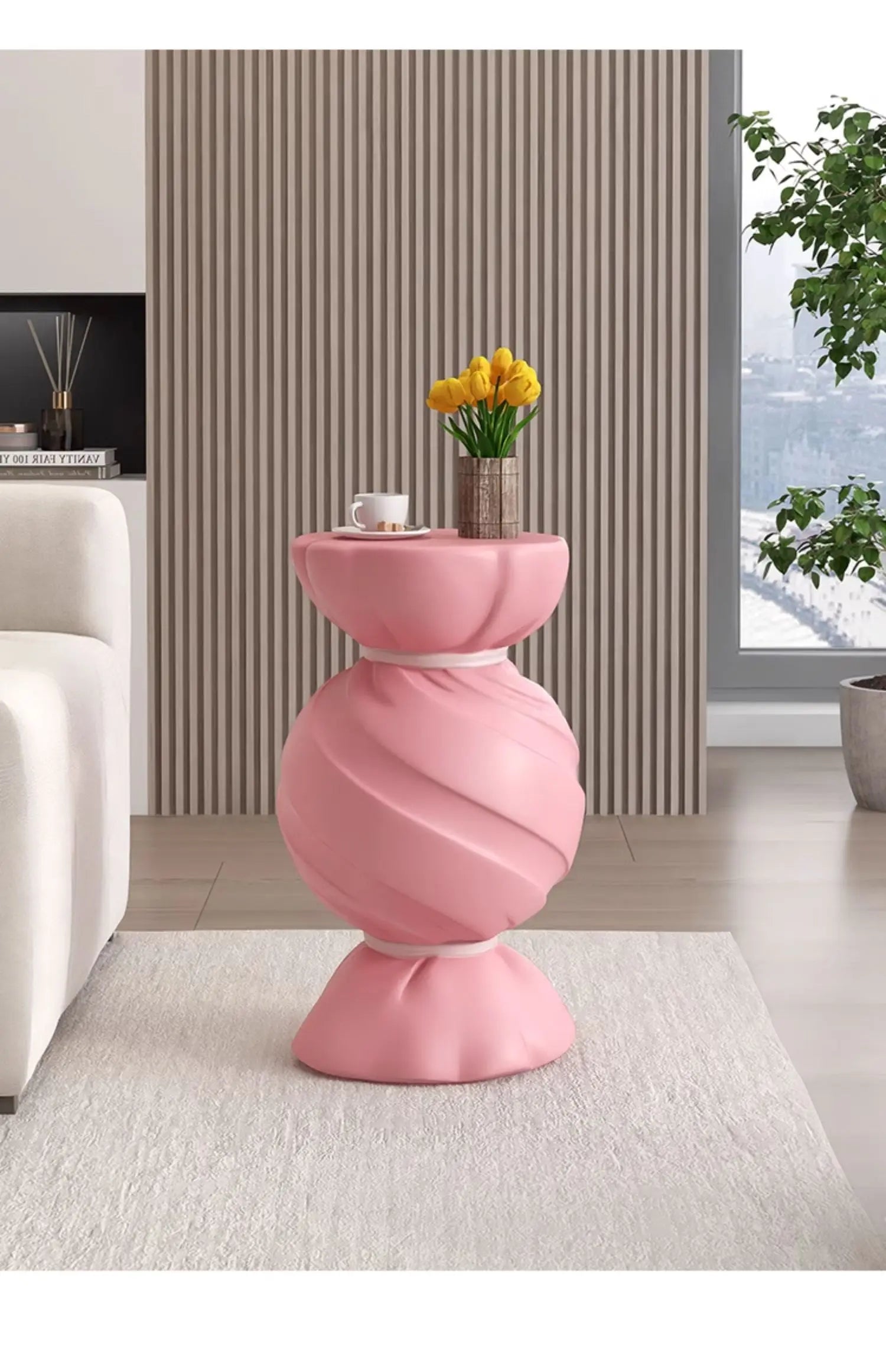 Pink Candy Storage Cabinet Living Room TV Stand Sofa Side Table Stylish Home Decor Housewarming Gift