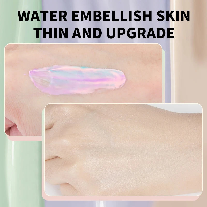 Three-color makeup base is light, moisturizing, easy to apply, and provides long-lasting makeup
