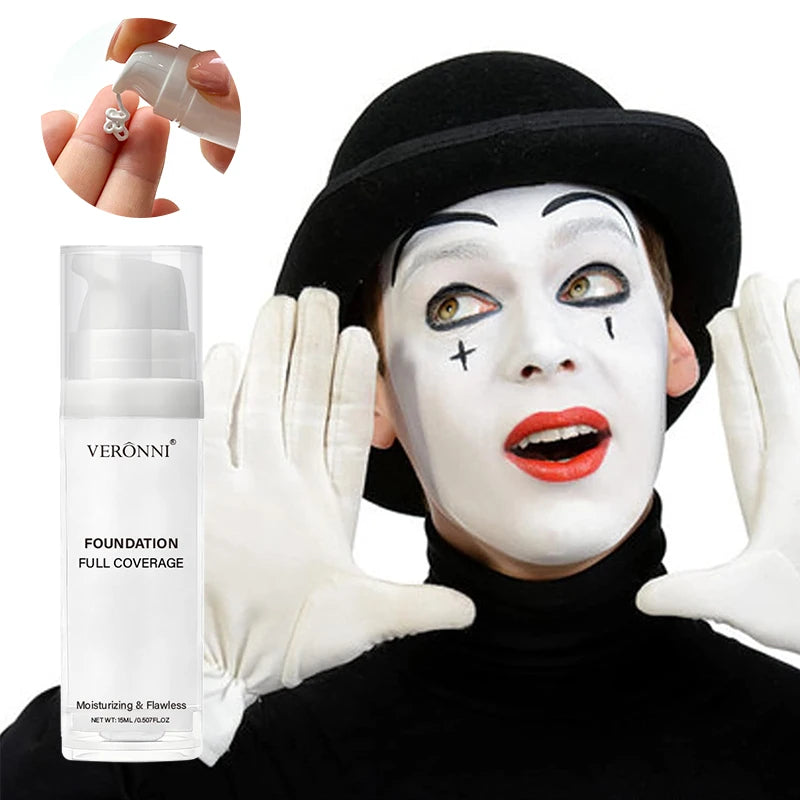 Professional White Face Foundation Matte Light White Blending Pure White Brightening Makeup For Cosplay Gothic Makeup Found
