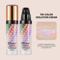 Three-color makeup base is light, moisturizing, easy to apply, and provides long-lasting makeup