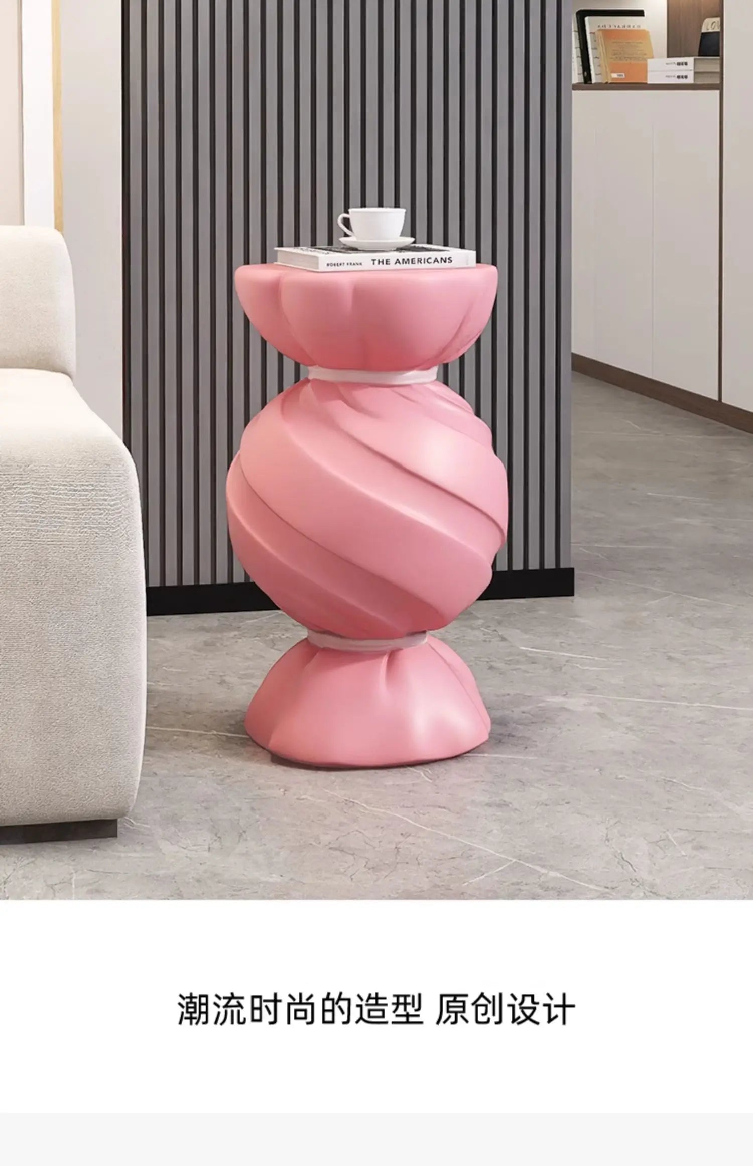 Pink Candy Storage Cabinet Living Room TV Stand Sofa Side Table Stylish Home Decor Housewarming Gift