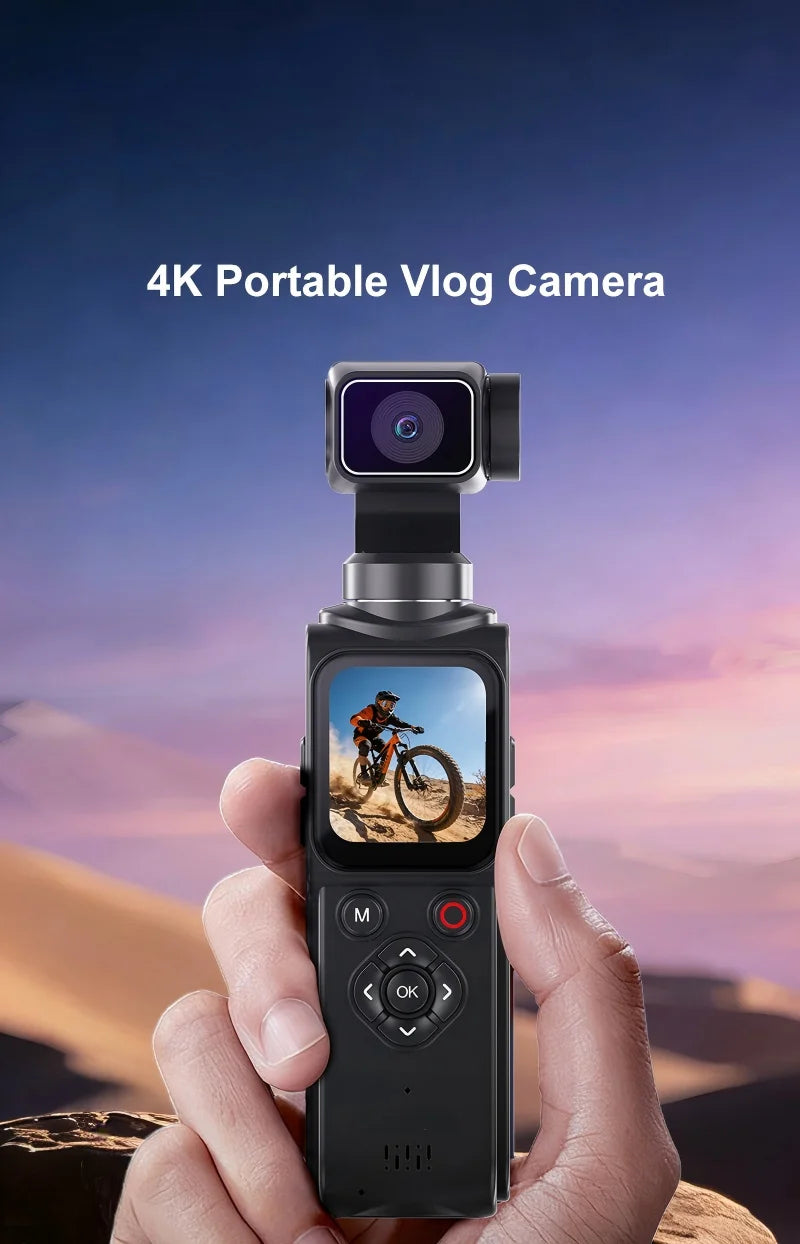 Regaton 4K Action Camera 330° Face Tracking Gimbal Stabilizer 1.72 Inch Touch Screen 64MP Pocket Digital Camera WiFi Sports DJ