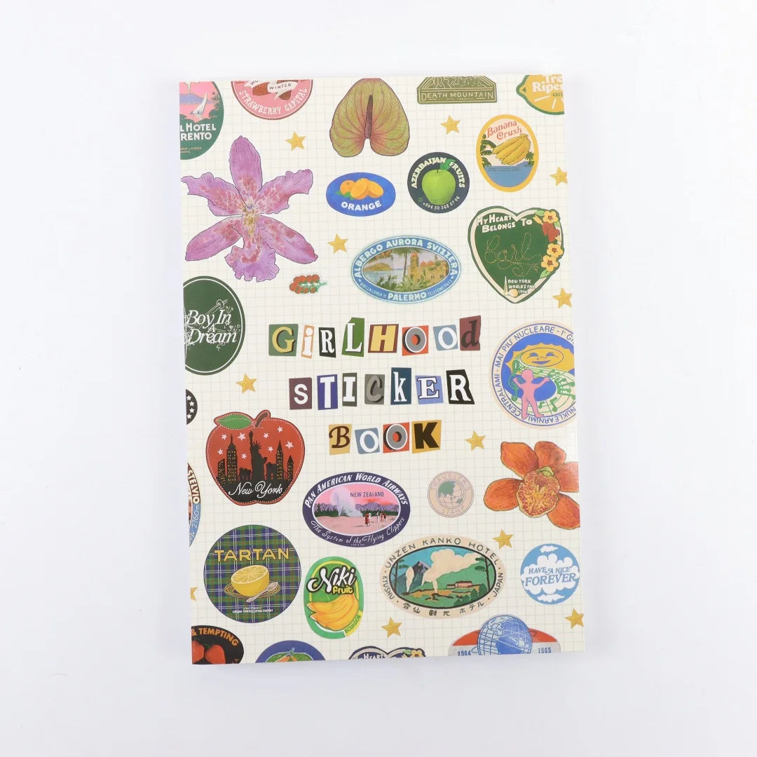 Girlhood Sticker Book, Fruity Icons & Pastel Letters Tickets DIY Scrapbooking Journaling Handbook Decoration