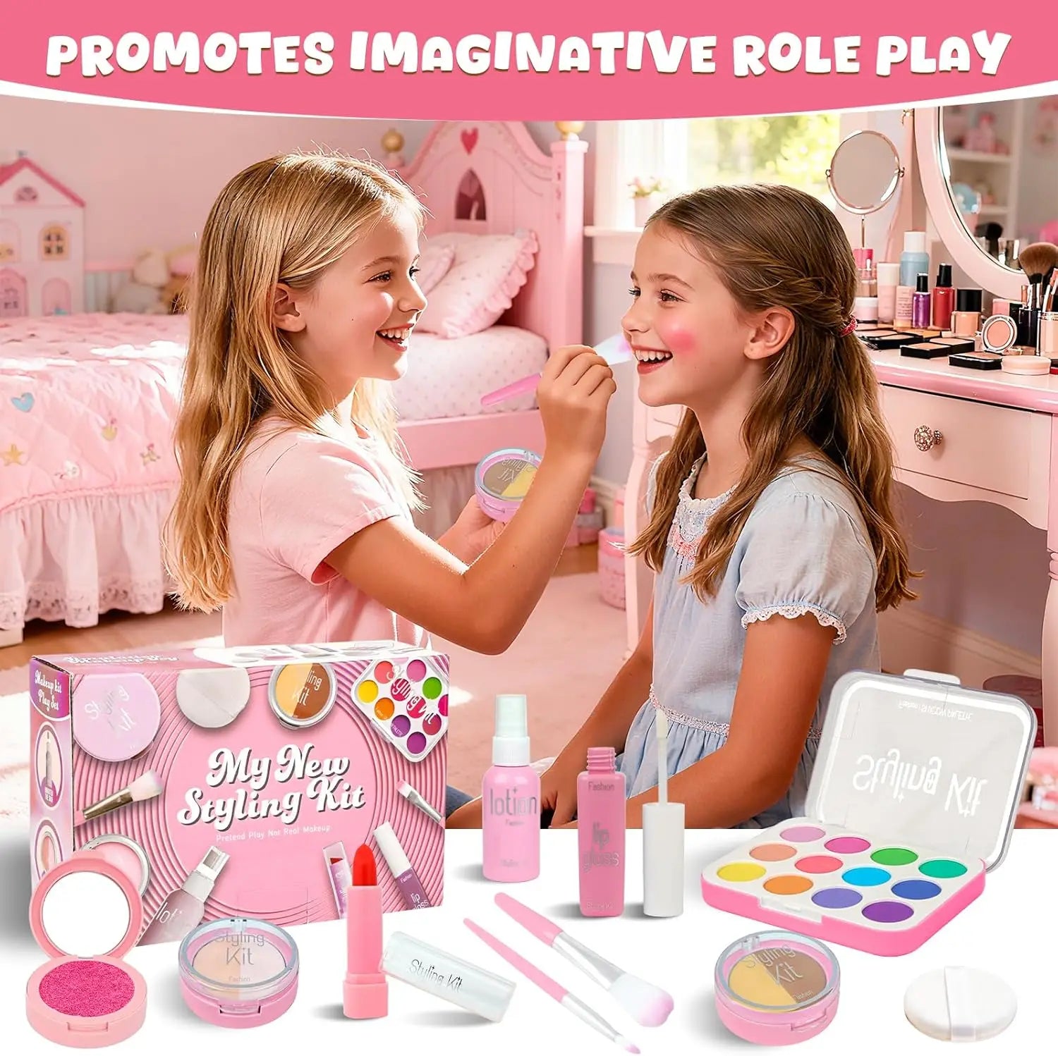 Makeup Kits Play Set, Party Pretend Makeup Toys for Girls Gifts 3+ Years Old (Not Contains Real Cosmetics)