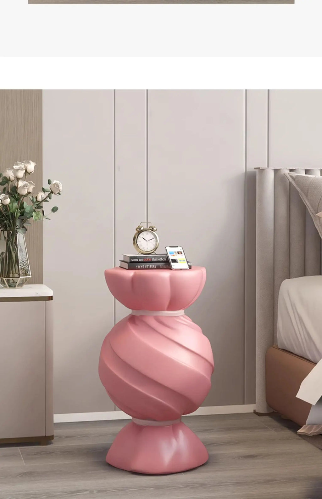 Pink Candy Storage Cabinet Living Room TV Stand Sofa Side Table Stylish Home Decor Housewarming Gift