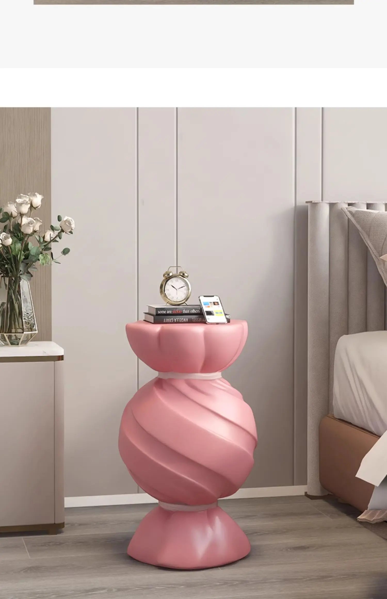 Pink Candy Storage Cabinet Living Room TV Stand Sofa Side Table Stylish Home Decor Housewarming Gift