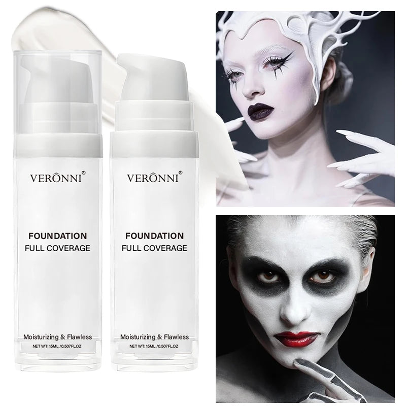 Professional White Face Foundation Matte Light White Blending Pure White Brightening Makeup For Cosplay Gothic Makeup Found