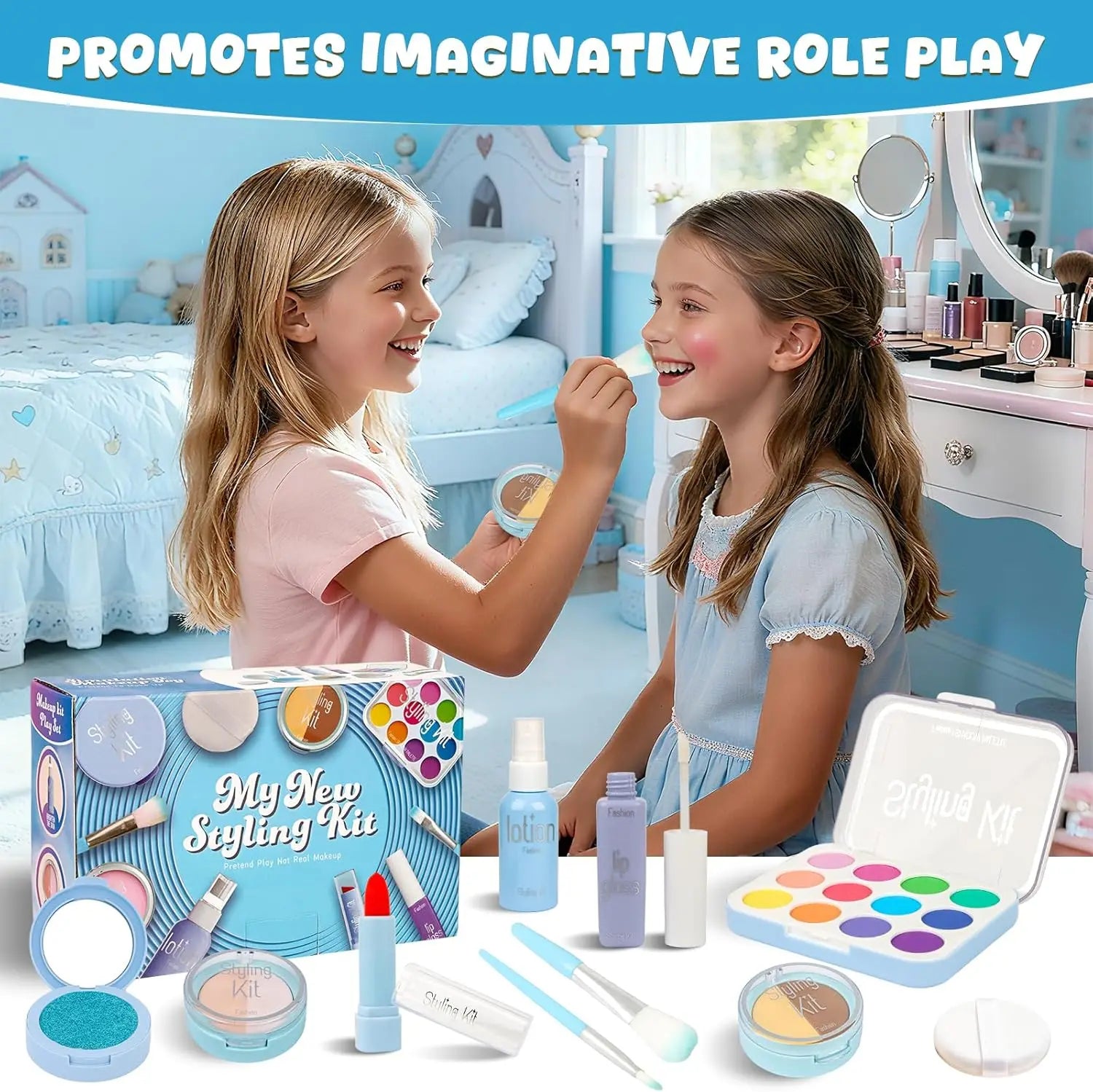 Makeup Kits Play Set, Party Pretend Makeup Toys for Girls Gifts 3+ Years Old (Not Contains Real Cosmetics)